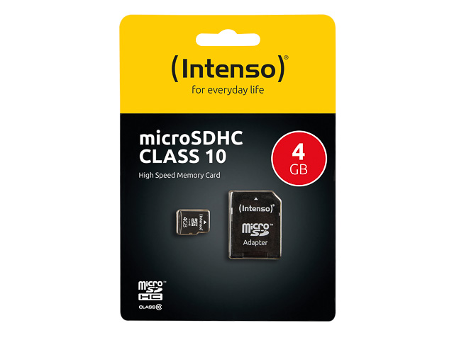 INTENSO MICRO SDHC KARTE 4GB 10MB/S MIT ADAPTER - 3413450