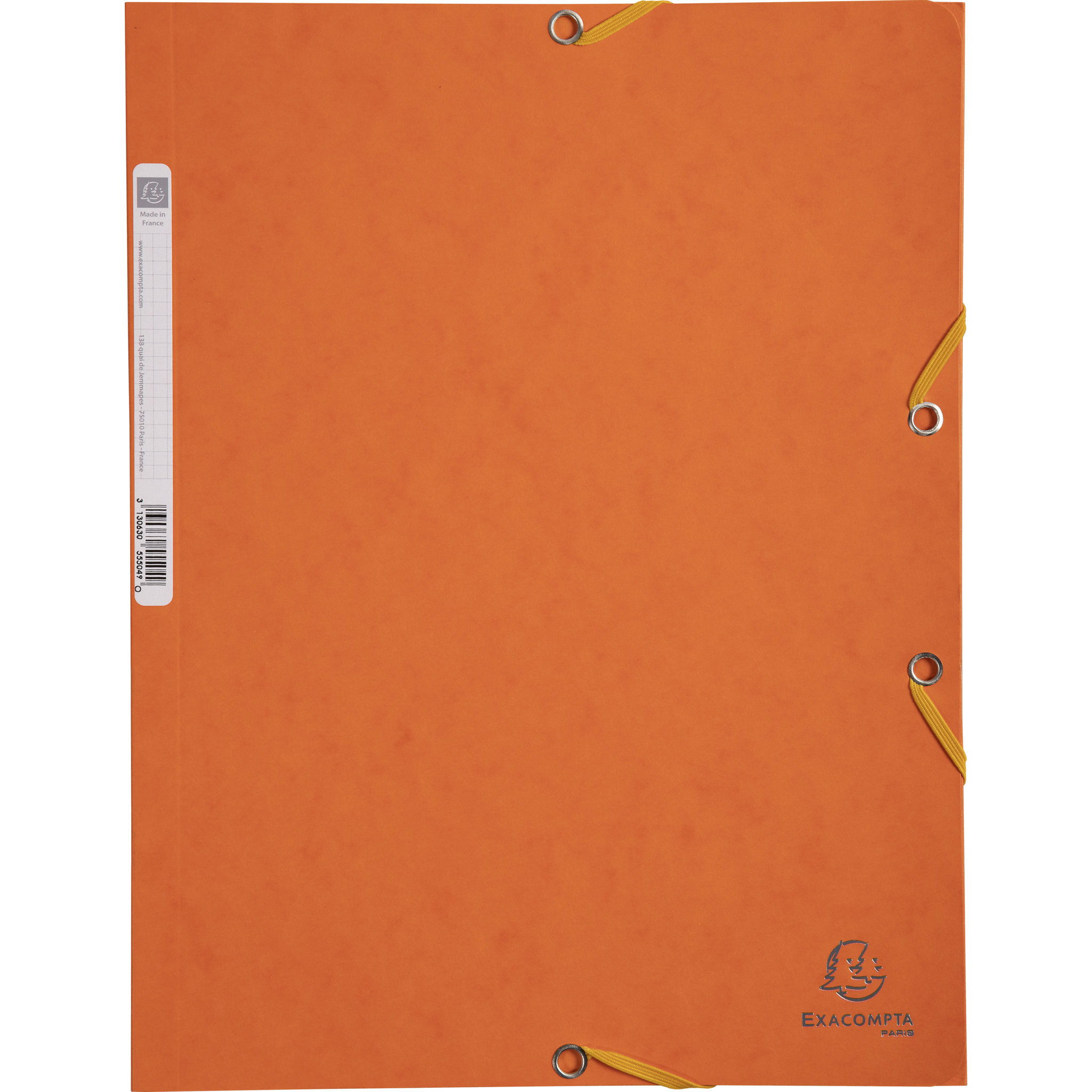 EXACOMPTA Sammelmappen mit Gummizug und 3 Klappen, Colorspan-Karton 400g/m2, für DIN A4 - Orange