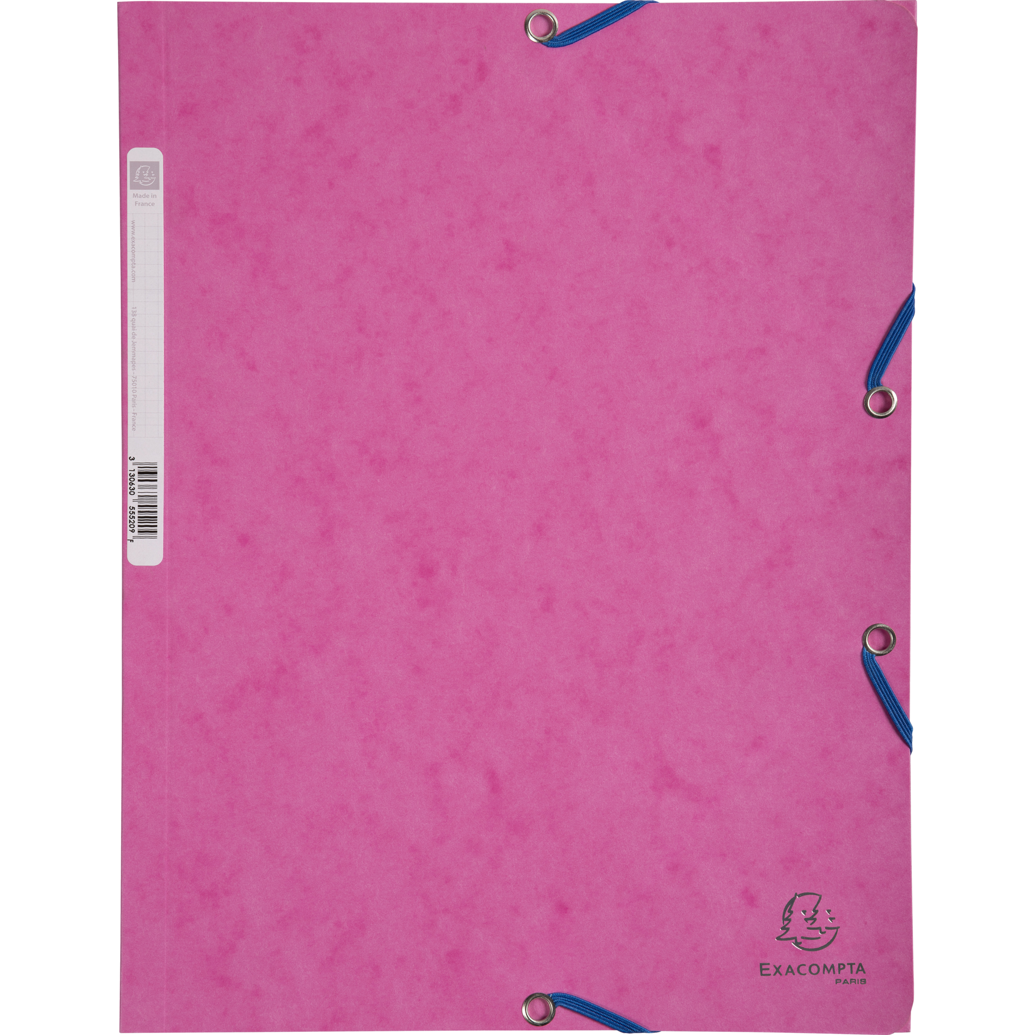 EXACOMPTA Sammelmappen mit Gummizug und 3 Klappen, Colorspan-Karton 400g/m2, für DIN A4 - Pink