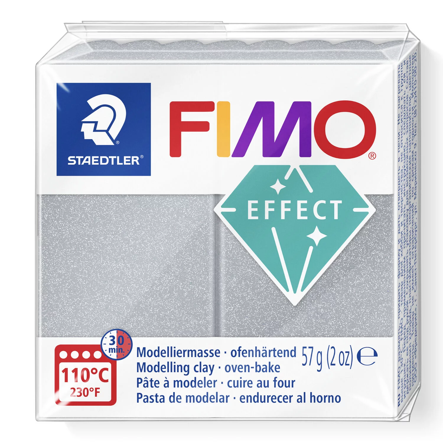 STAEDTLER 8010-81 - Fimo effect Metallic ofenhärtende Modelliermasse, 57 g, silber metallic