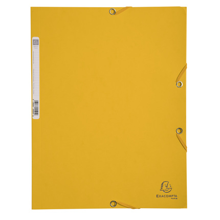 EXACOMPTA Sammelmappen mit Gummizug und 3 Klappen, Colorspan-Karton 400g/m2, für DIN A4 - Gelb