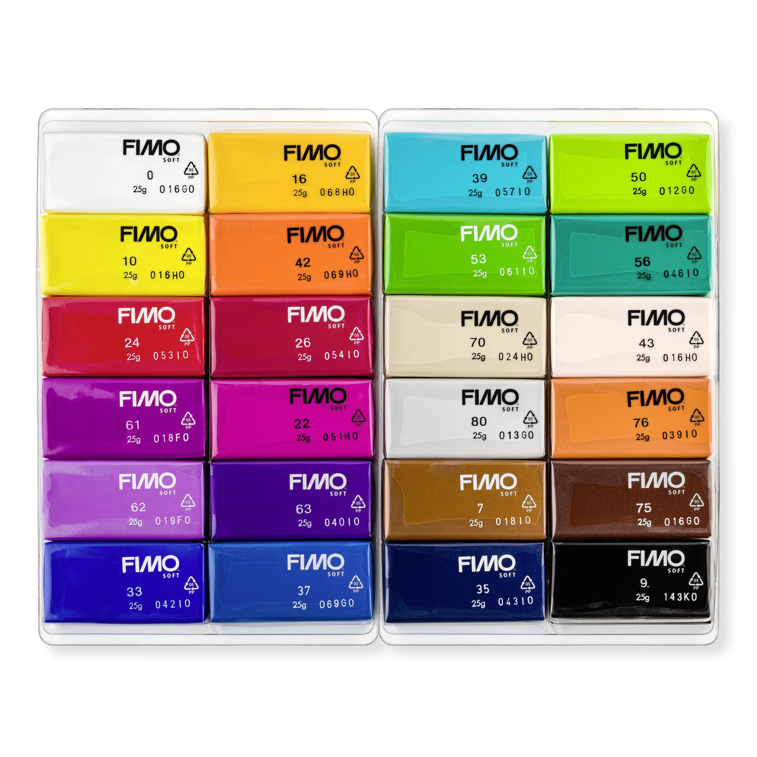 STAEDTLER 8023 C24-1 - Fimo soft Set aus 24 Halbblöcken - ofenhärtende Modelliermasse, 24x25 g