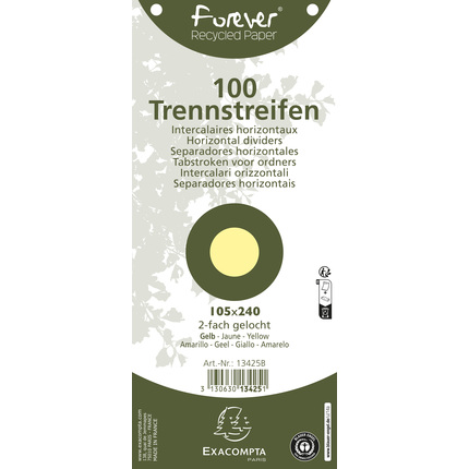 EXACOMPTA 100 Trennstreifen, 2-fach gelocht, Recyclingkarton 180g, einfarbig, 105x240mm, Forever - Gelb