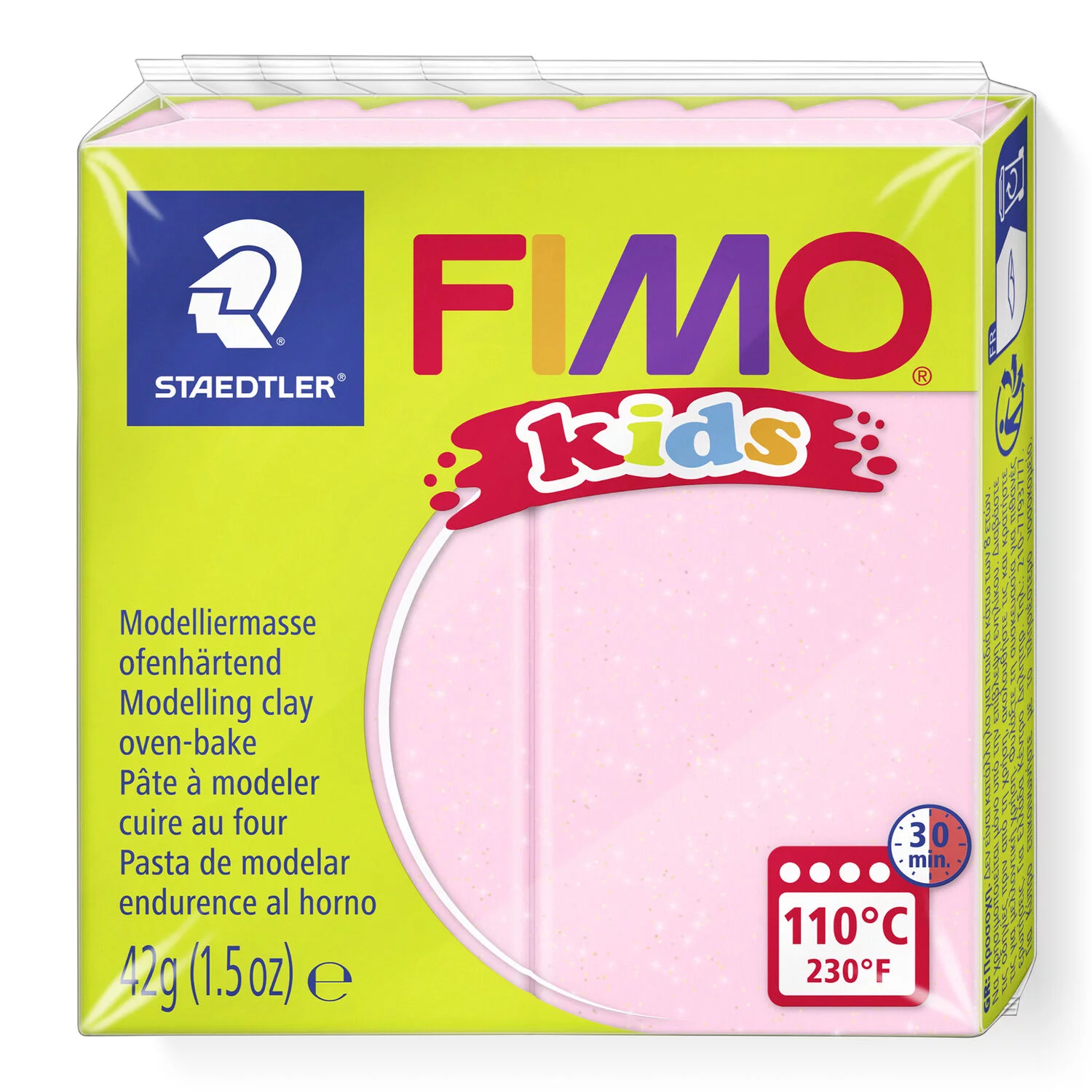 STAEDTLER 8030-206 - Fimo kids ofenhärtende Modelliermasse, 42 g, perlglanz rosa