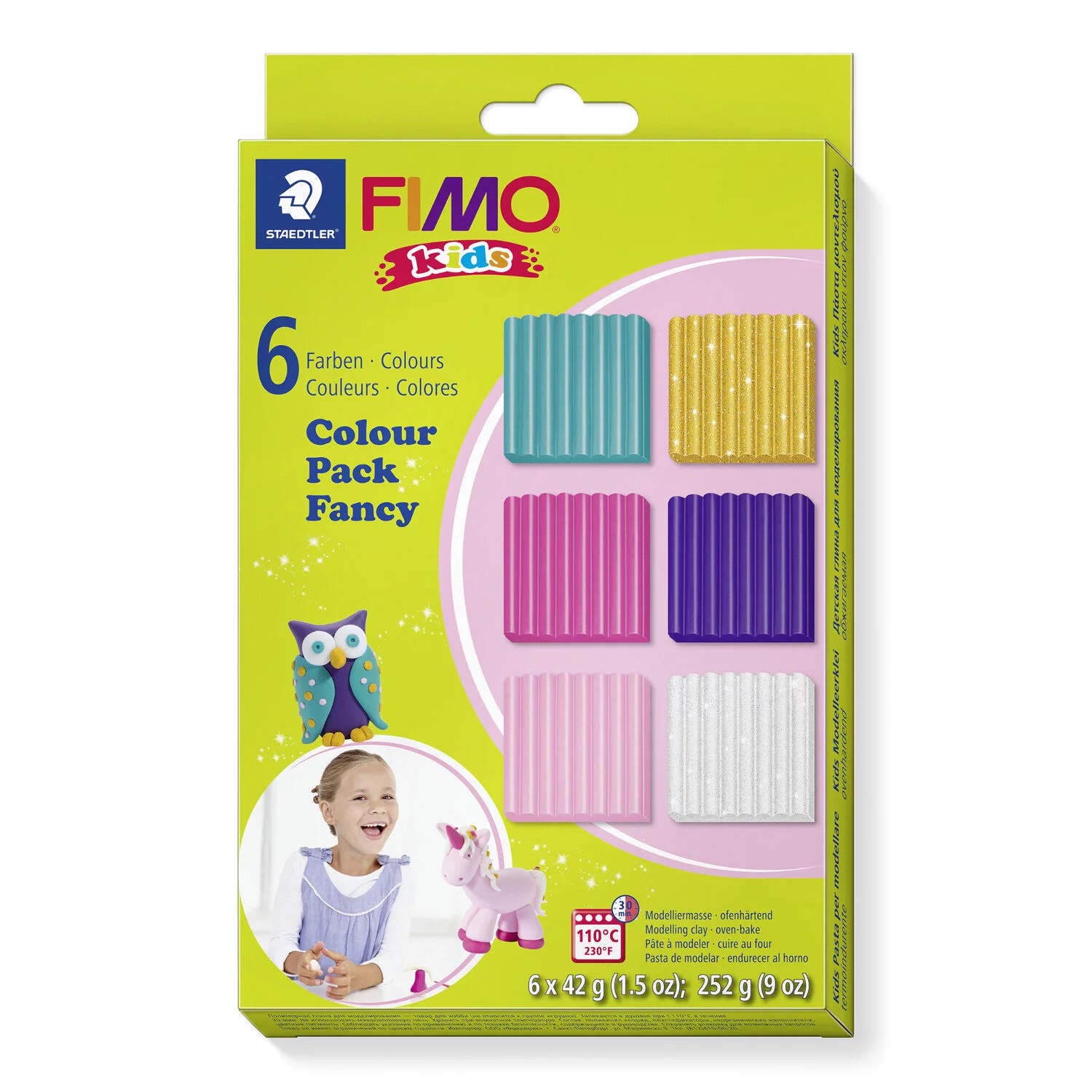 STAEDTLER 8032-02 - Fimo kids Set "Fancy" - ofenhärtende Modelliermasse, 6x42g