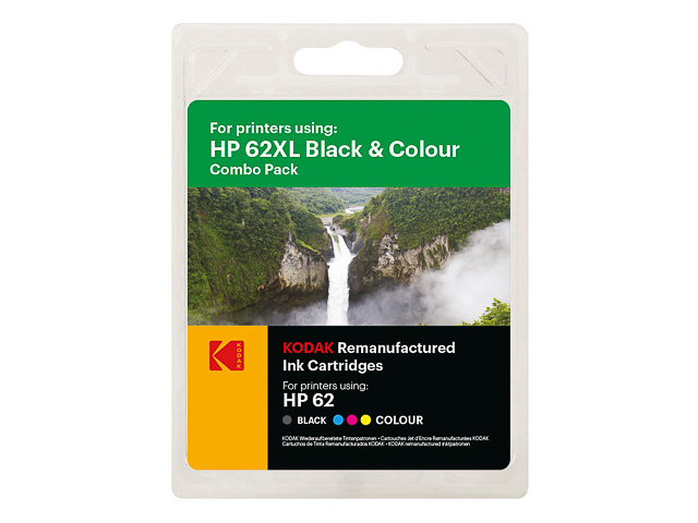 KODAK HP62XL N9J71AE OJ TINTE (2) schwarz+color REBUILT 600/415S BLISTER - 185H006217