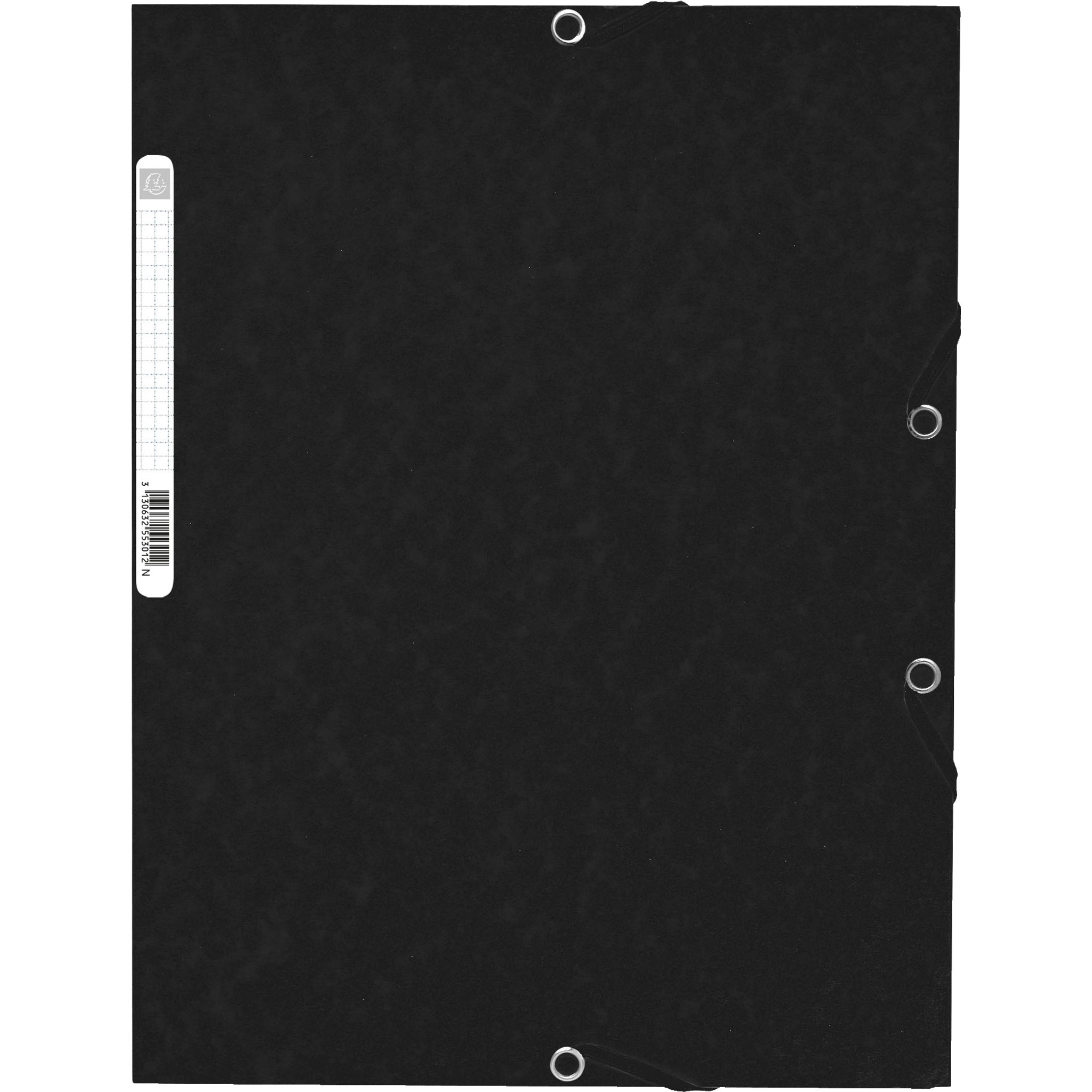 EXACOMPTA Sammelmappe mit Gummizug und 3 Klappen aus Colorspan-Karton 355g/qm, für Format DIN A4 - Schwarz