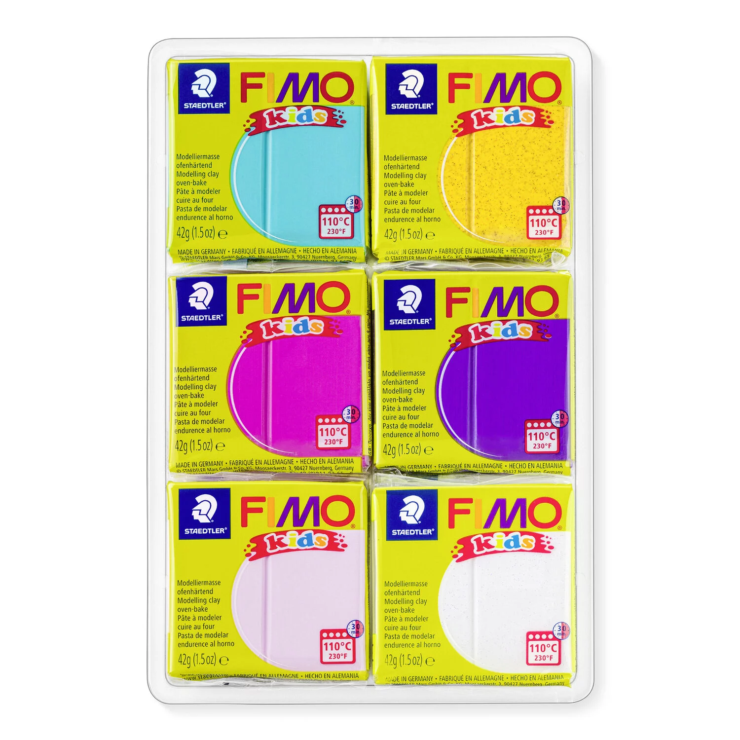 STAEDTLER 8032-02 - Fimo kids Set "Fancy" - ofenhärtende Modelliermasse, 6x42g