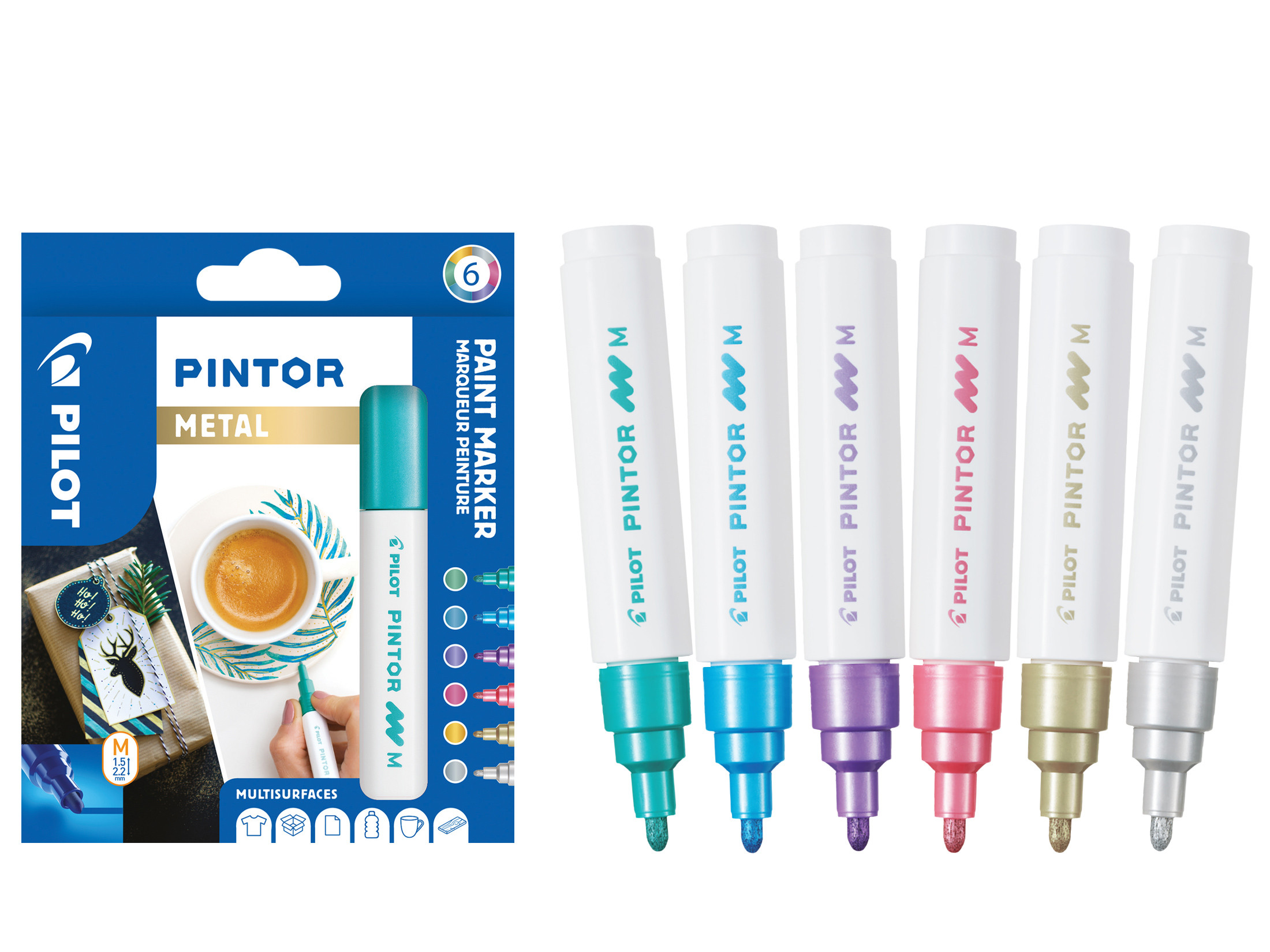 PILOT Kreativmarker PINTOR 4.5 (M) 6er Set Metallic