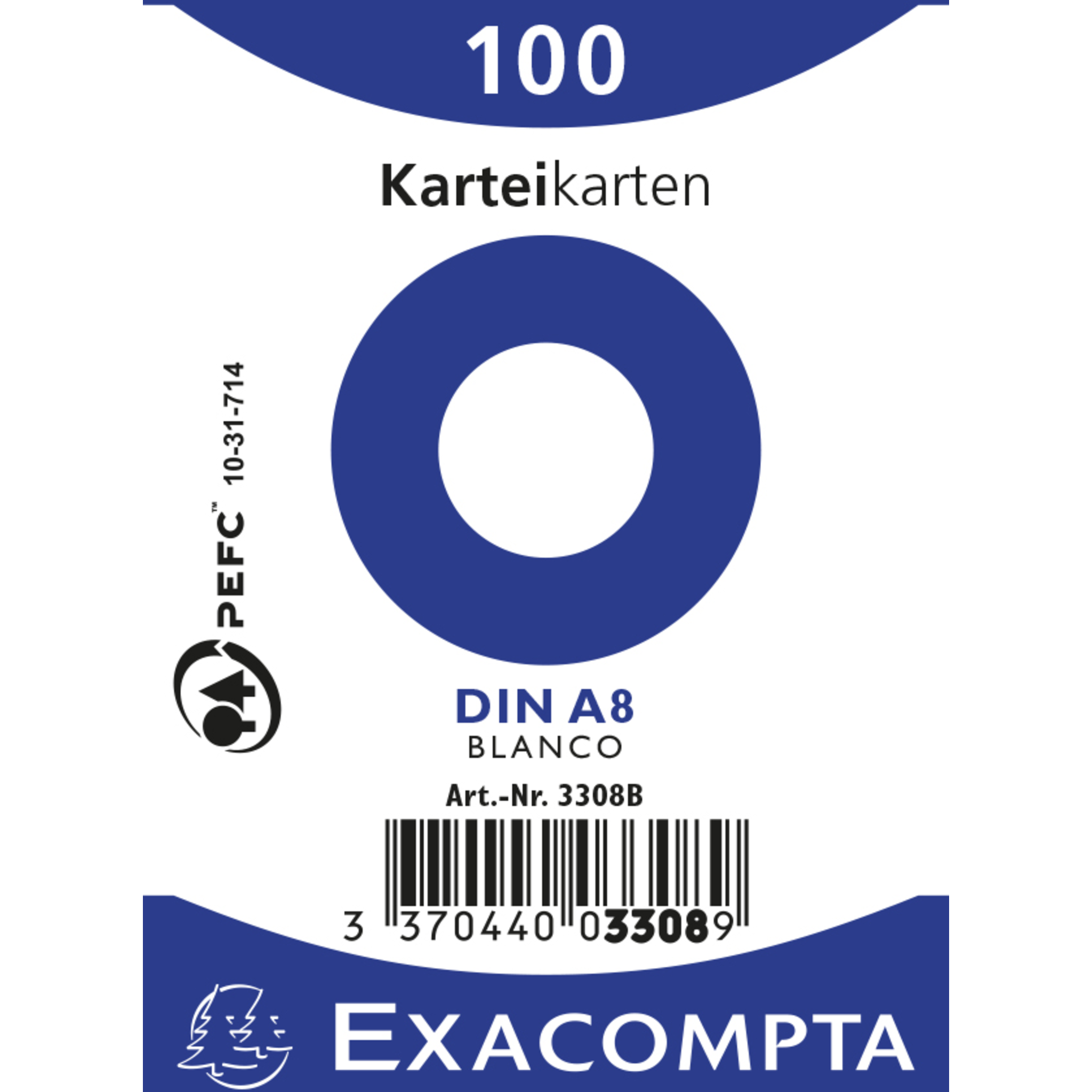 EXACOMPTA Karteikarten A8 blanko, 100 Stück eingeschweißt - Weiß