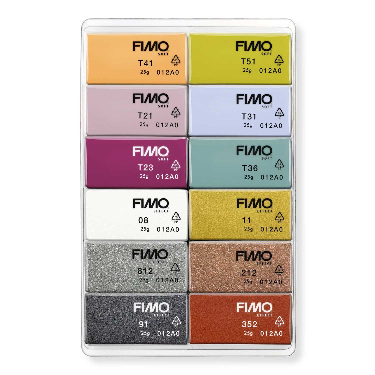 STAEDTLER 8023 C12-5 - Fimo soft Set Fashion aus 12 Halbblöcken - ofenhärten Modelliermasse, 12x25g