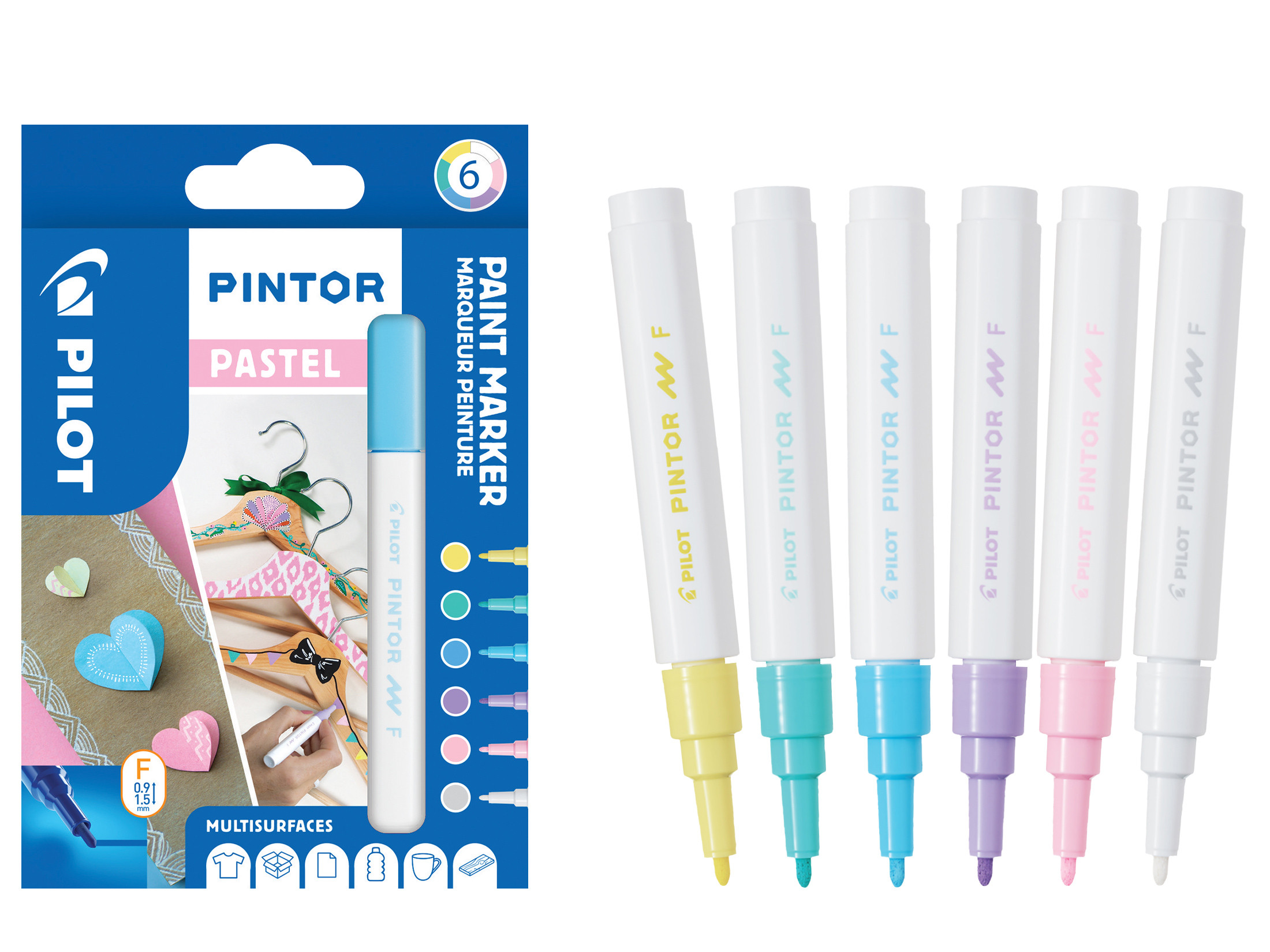 PILOT Kreativmarker PINTOR 2.9 (F) 6er Set Pastell