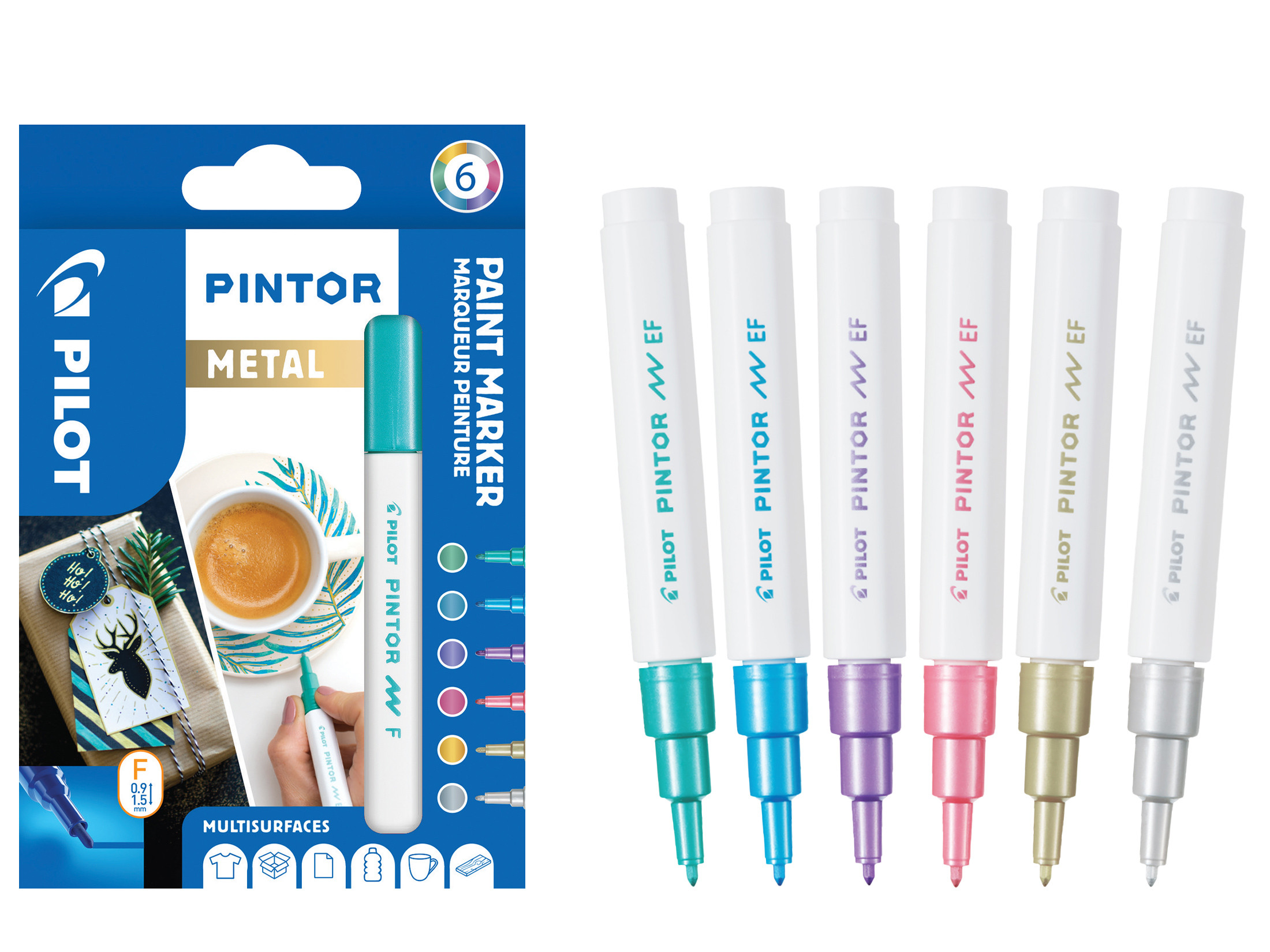 PILOT Kreativmarker PINTOR 2.9 (F) 6er Set Metallic