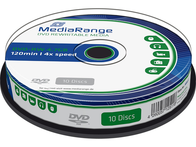 MEDIARANGE DVD-RW 4.7GB 4X (10Stk) CB CAKE BOX - MR450