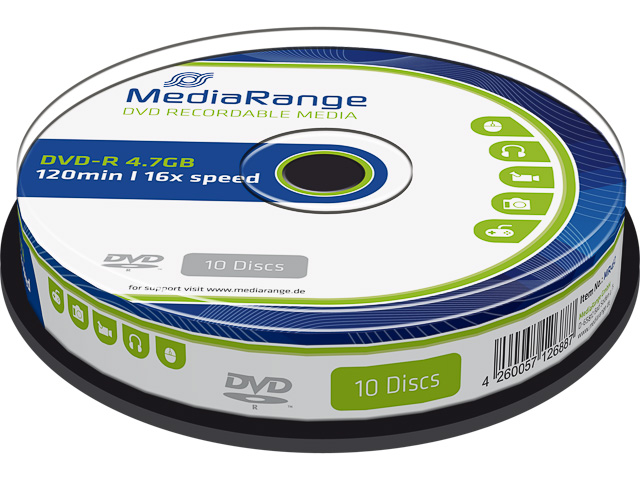 MEDIARANGE DVD-R 4.7GB 16X (10Stk) CB WORM CAKE BOX - MR452