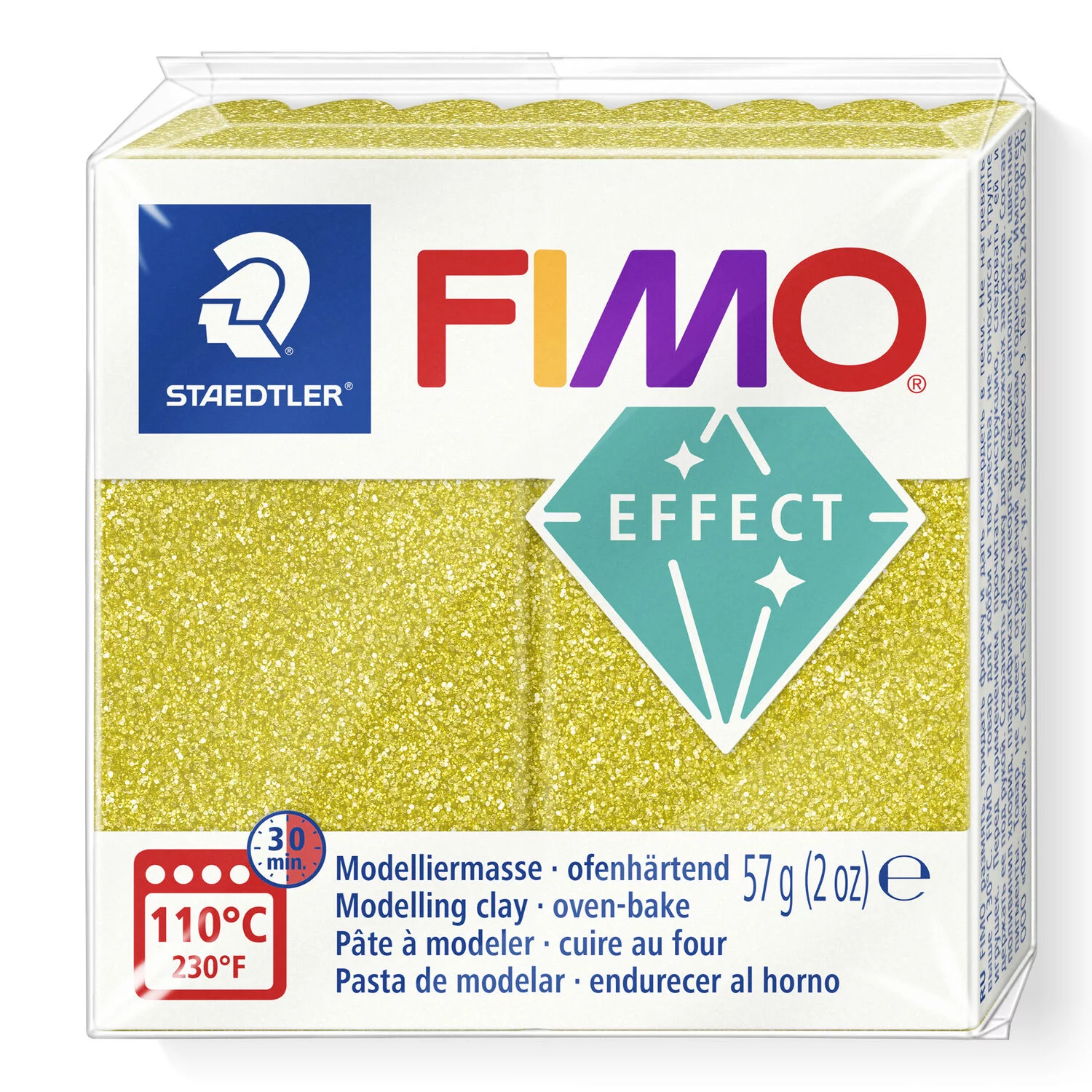STAEDTLER 8010-112 - Fimo effect Glitter ofenhärtende Modelliermasse, 57g, glitter gold