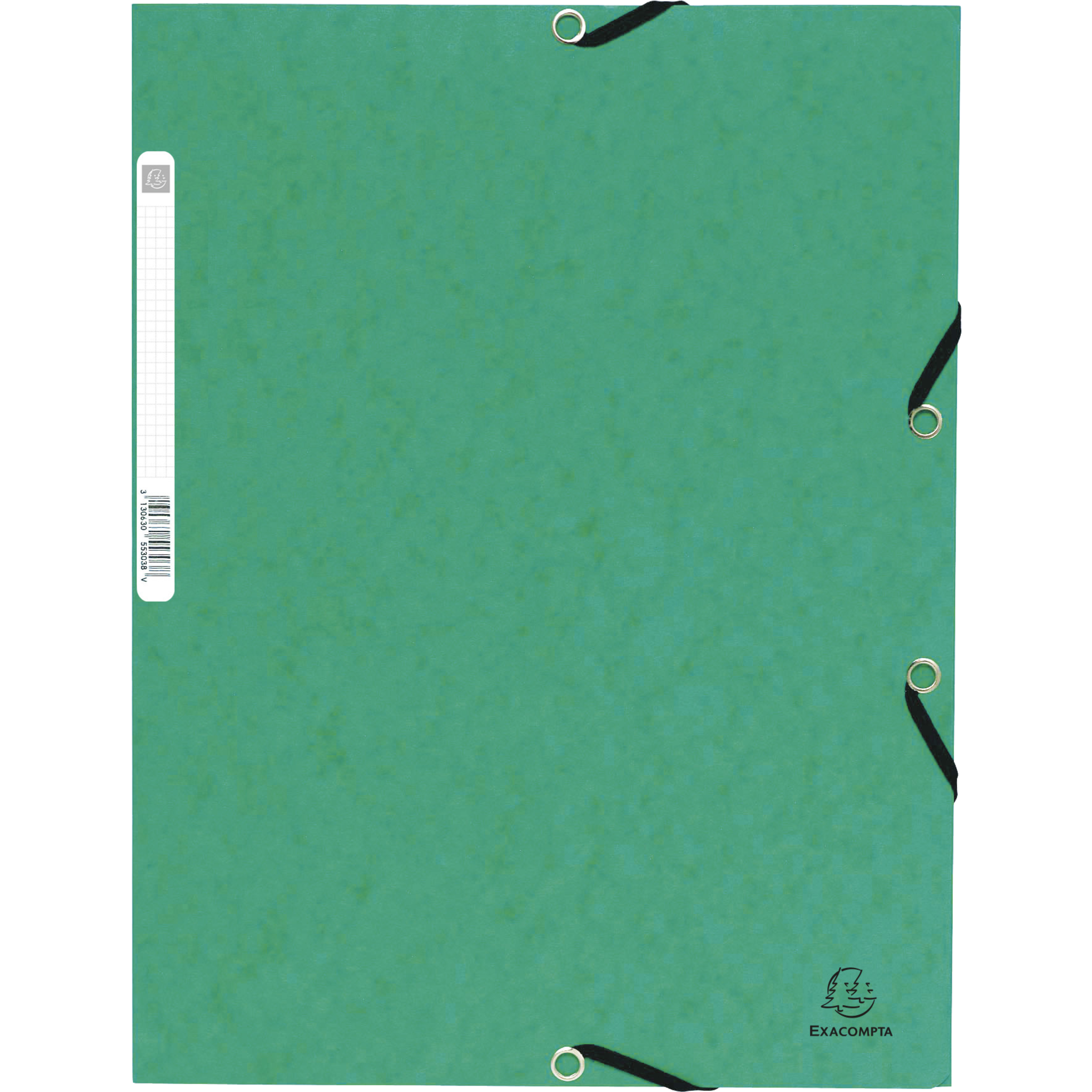 EXACOMPTA Sammelmappe mit Gummizug und 3 Klappen aus Colorspan-Karton 355g/qm, für Format DIN A4 - Grün