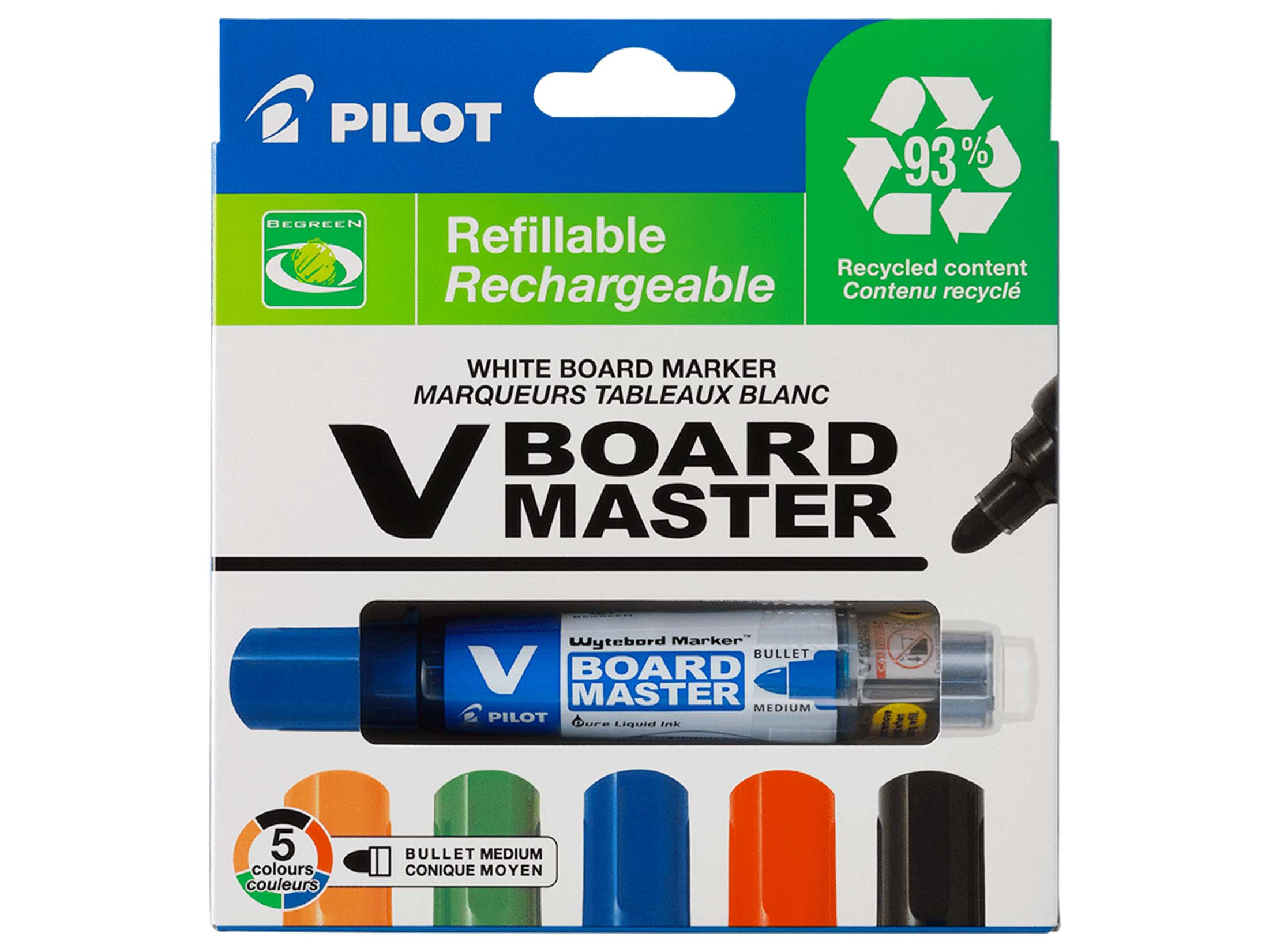 PILOT Whiteboard Marker V-Board Master 6.0 (M) Rundspitze 5er Set