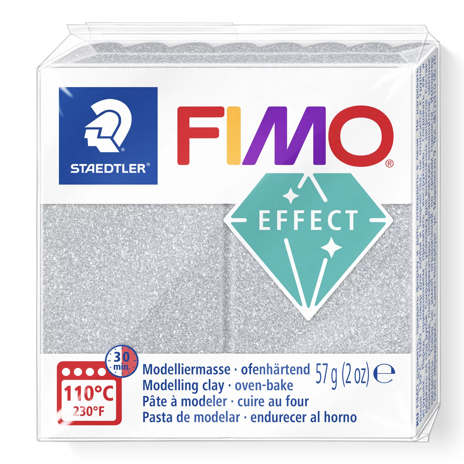 STAEDTLER 8010-812 - Fimo effect Glitter ofenhärtenden Modelliermasse, 57 g, glitter silber