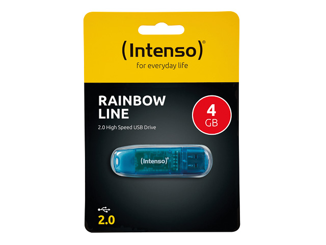 INTENSO RAINBOW LINE USB STICK 4GB 28MB/S USB 2.0 BLAU - 3502450