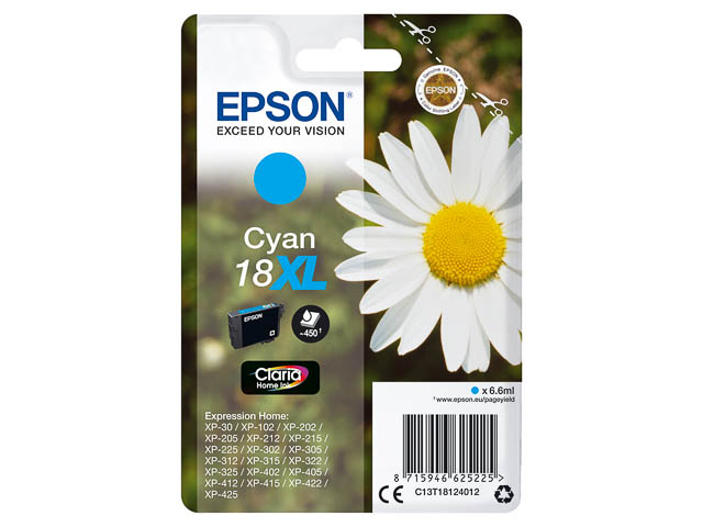 EPSON 18XL XP TINTE CYAN HC 450 S 6,6ml - C13T18124012