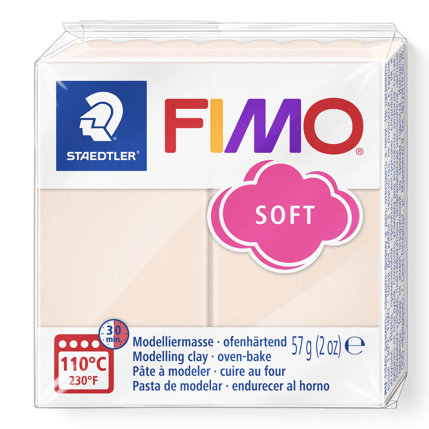 STAEDTLER 8020-43 - Fimo Soft ofenhärtende Modelliermasse, 57 g, rosa / blassrosa