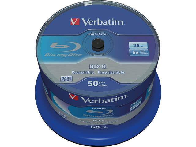 VERBATIM BD-R 25GB 6X (50Stk) CB WORM CAKE BOX - 43838