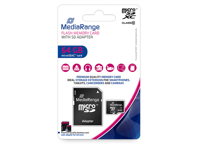 MEDIARANGE MICRO SDXC KARTE 64GB KLASSE 10 MIT ADAPTER - MR955