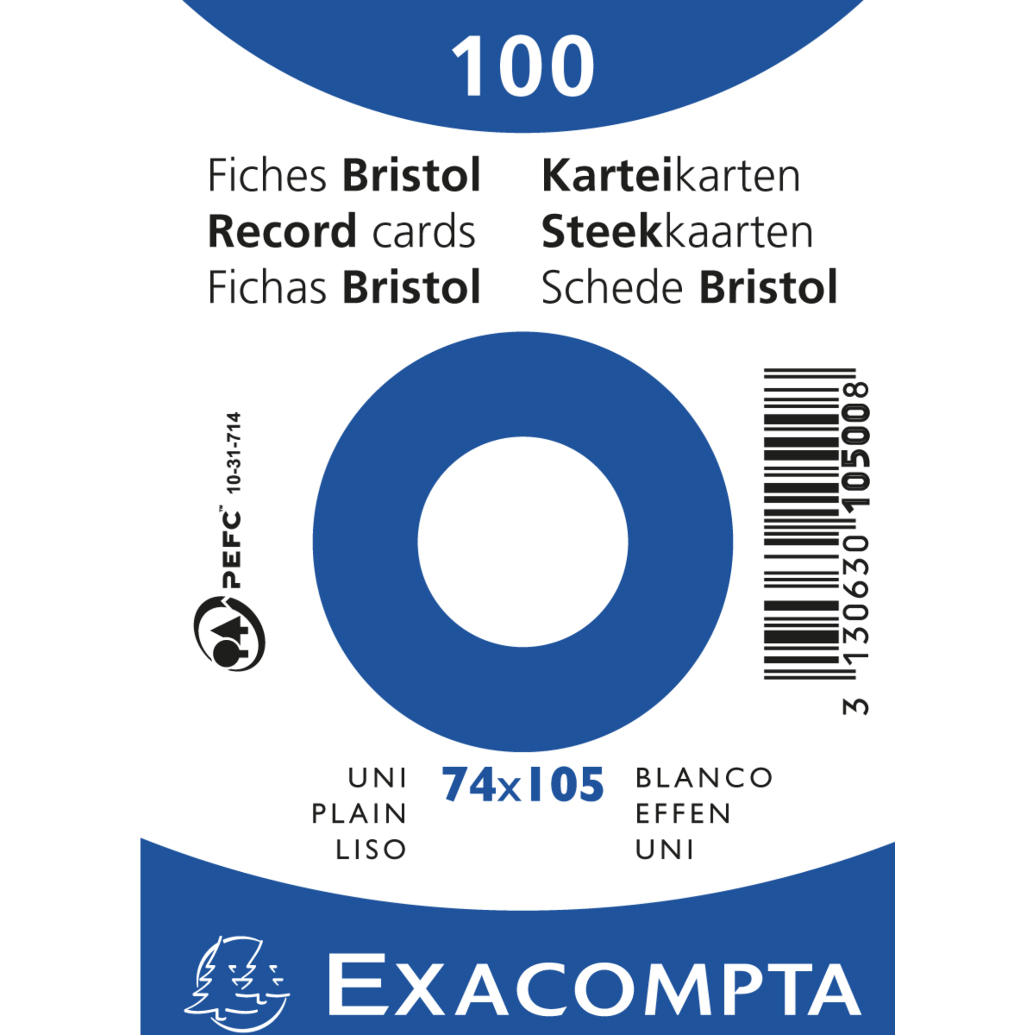 EXACOMPTA Karteikarten A7 blanko, 100 Stück eingeschweißt - Weiß