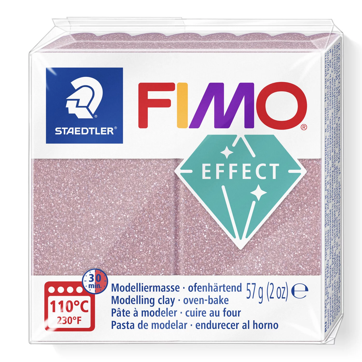 STAEDTLER 8010-212 - Fimo effect Glitter ofenhärtende Modelliermasse, 57g, glitter roségold