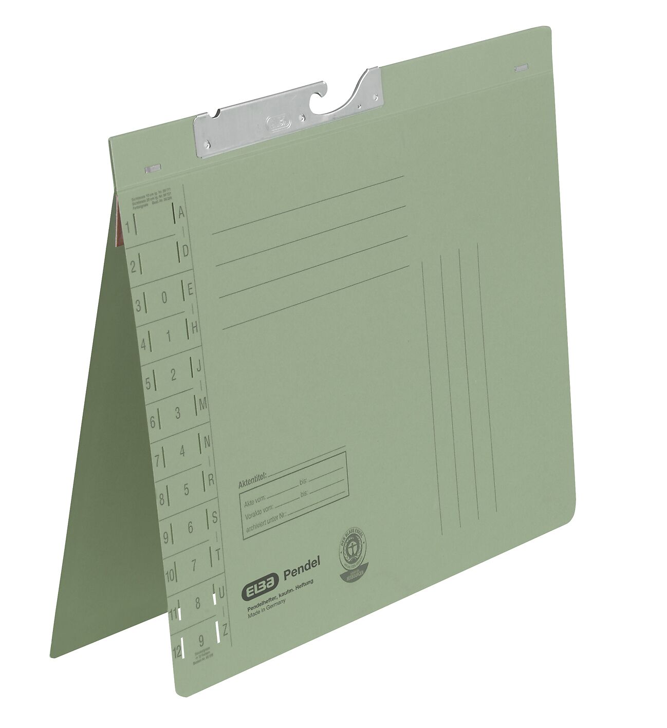 ELBA ELBA Pendelhefter, DIN A4, 250 g/m² Manilakarton (RC), für ca. 200 DIN A4-Blätter, mit Amtsheftung, Schlitzstanzung im Vorderdeckel, grün 100560082