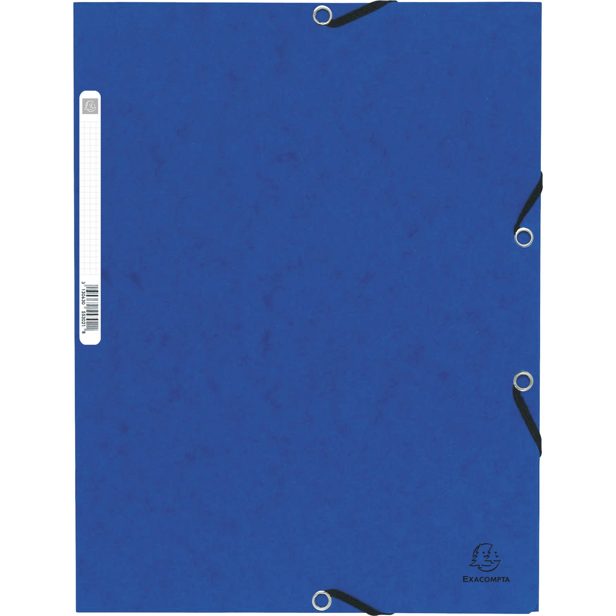 EXACOMPTA Sammelmappe mit Gummizug und 3 Klappen aus Colorspan-Karton 355g/qm, für Format DIN A4 - Blau