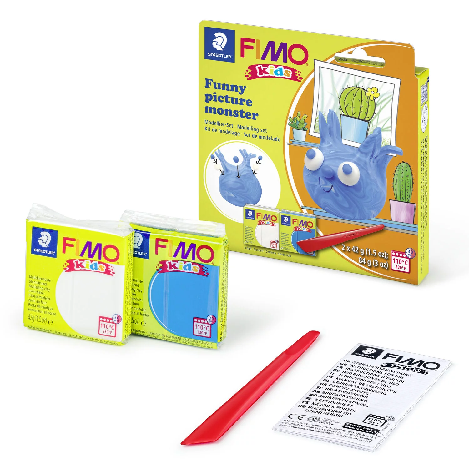 STAEDTLER 8035 24 - Fimo kids Set FUNNY picture monster - ofenhärtende Modelliermasse, 2x42g