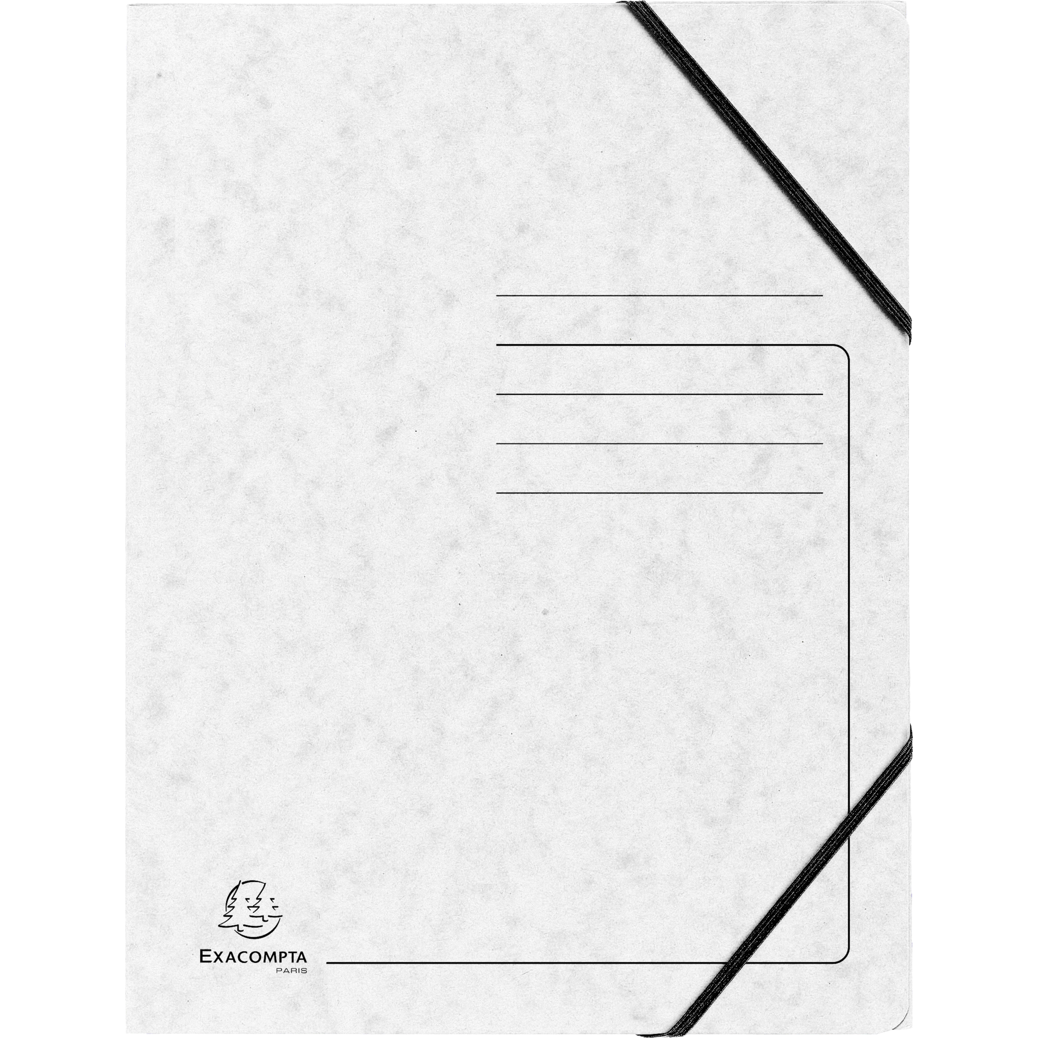 EXACOMPTA Sammelmappe mit Gummizug und 3 Klappen aus Colorspan-Karton 355g/m2 - A4 - Weiß