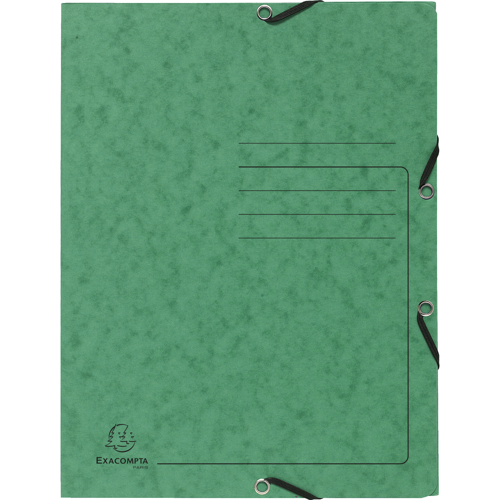 EXACOMPTA Sammelmappe mit Gummizug und 3 Klappen aus Colorspan-Karton 355g/m2 - A4 - Grün