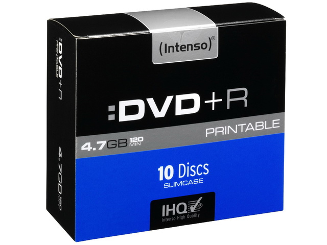 INTENSO DVD+R 4.7GB 16X IW (10Stk) SC SLIM CASE INKJET PRINTABLE - 4811652