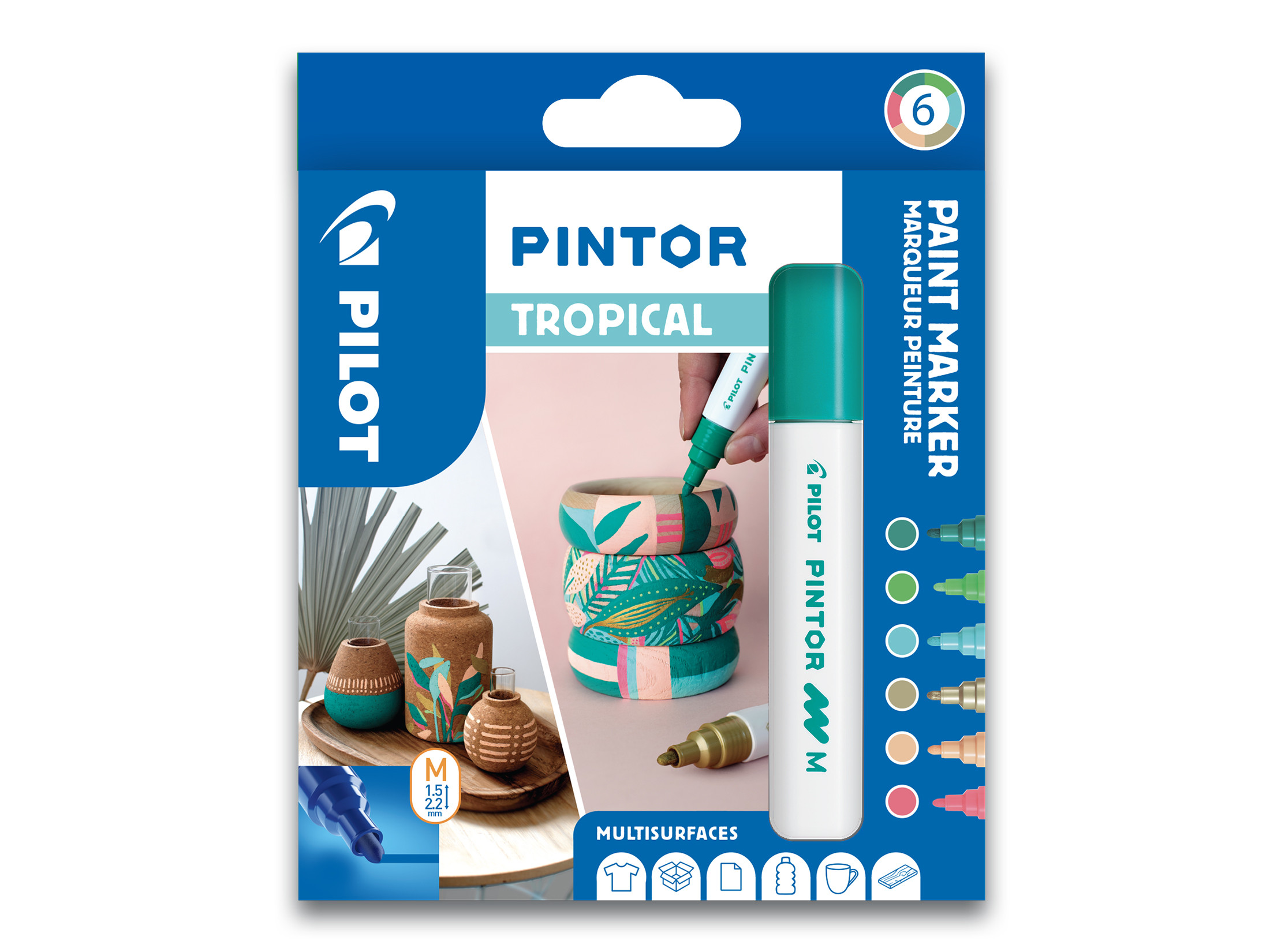 PILOT Kreativmarker PINTOR 4.5 (M) 6er Set Tropical