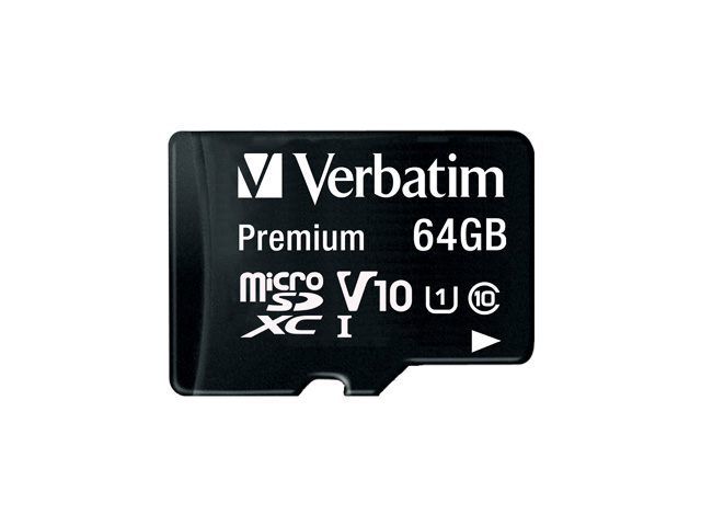 VERBATIM PREMIUM U1 MICROSDXC KARTE 64GB KLASSE 10 MIT ADAPTER - 44084