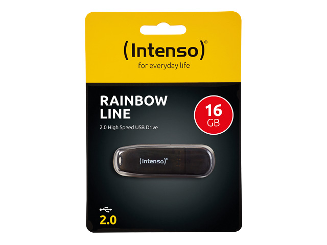 INTENSO RAINBOW LINE USB STICK 16GB 28MB/S USB 2.0 SCHWARZ - 3502470