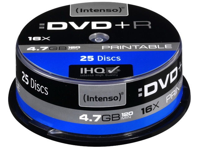 INTENSO DVD+R 4.7GB 16X IW (25Stk) CB CAKE BOX INKJET PRINTABLE - 4811154
