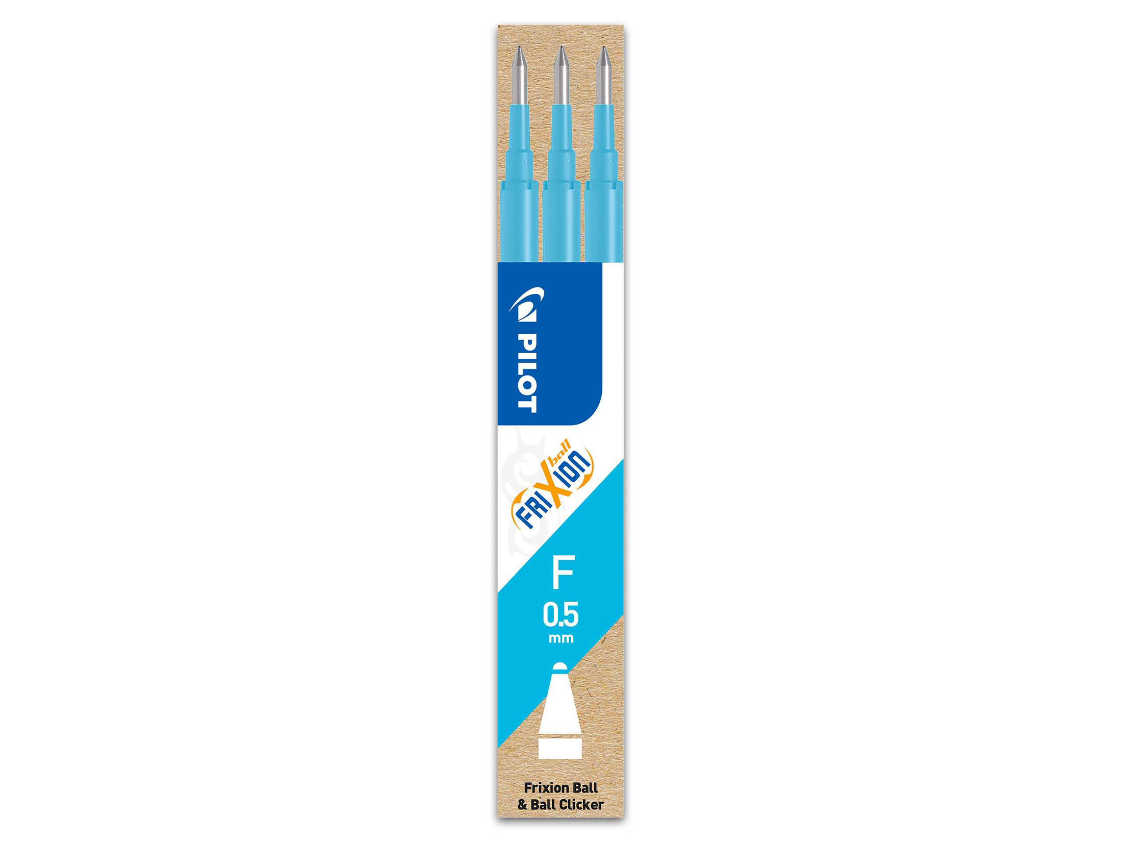 PILOT Tintenrollermine FriXion Ball/Clicker 0.5 (F) Hellblau 3er Set