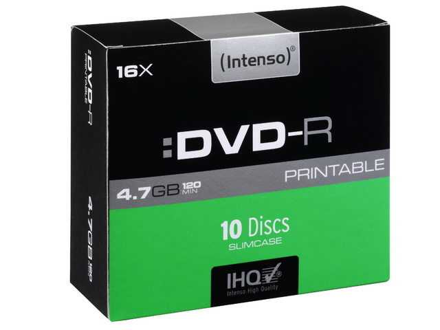 INTENSO DVD-R 4.7GB 16X IW (10Stk) SC SLIM CASE INKJET PRINTABLE - 4801652