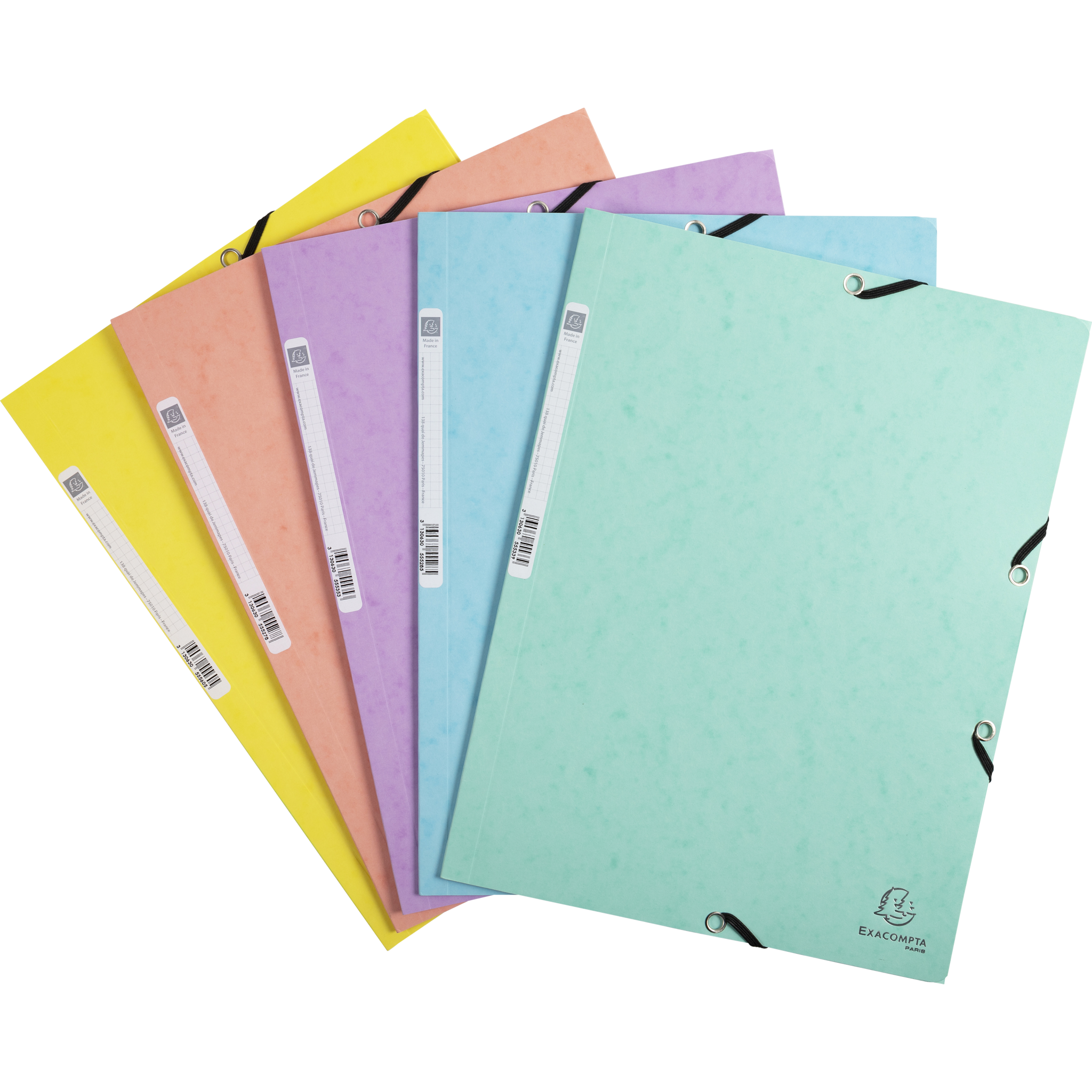 EXACOMPTA Sammelmappe mit Gummizug aus Colorspan-Karton 400g/m2 Serie Aquarel - A4 - Farben sortiert