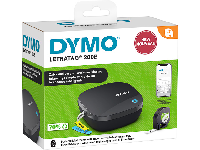DYMO LetraTag 200B Beschriftungsgerät mit Bluetooth |  | inkl 1 x Papierschriftband in Weiß