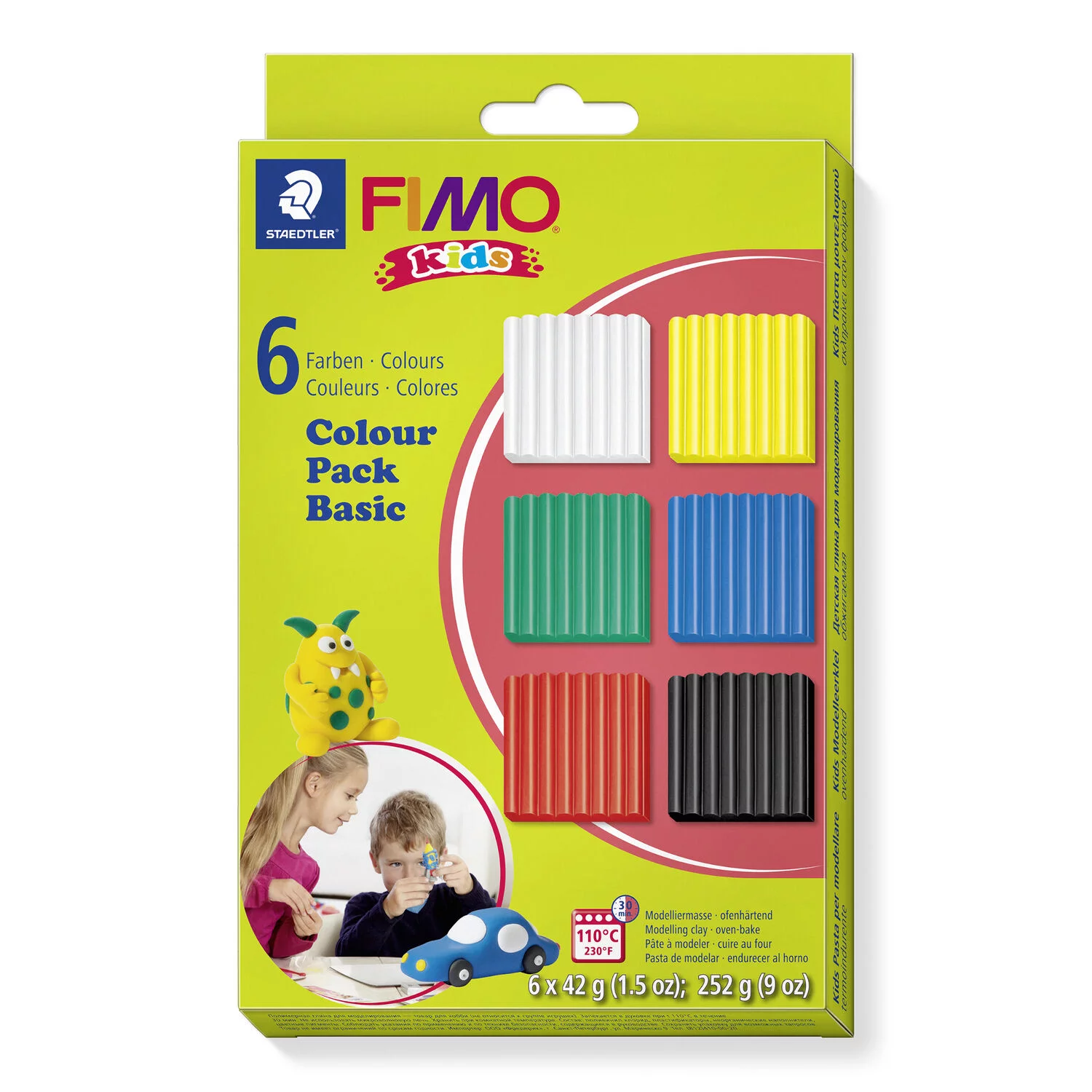 STAEDTLER 8032-01 - Fimo kids Set "Basic" - ofenhärtende Modelliermasse, 6x42g