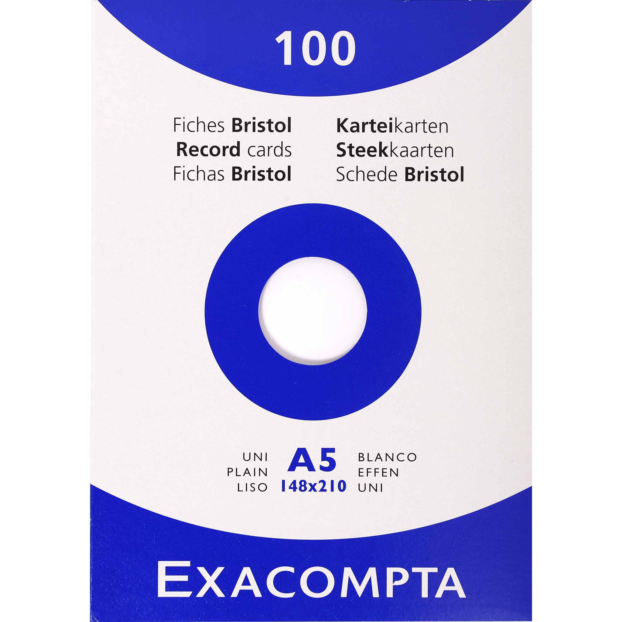 EXACOMPTA Karteikarten A5 blanko, 148x210mm, Faltschachtel mit 100 Stück - Weiß
