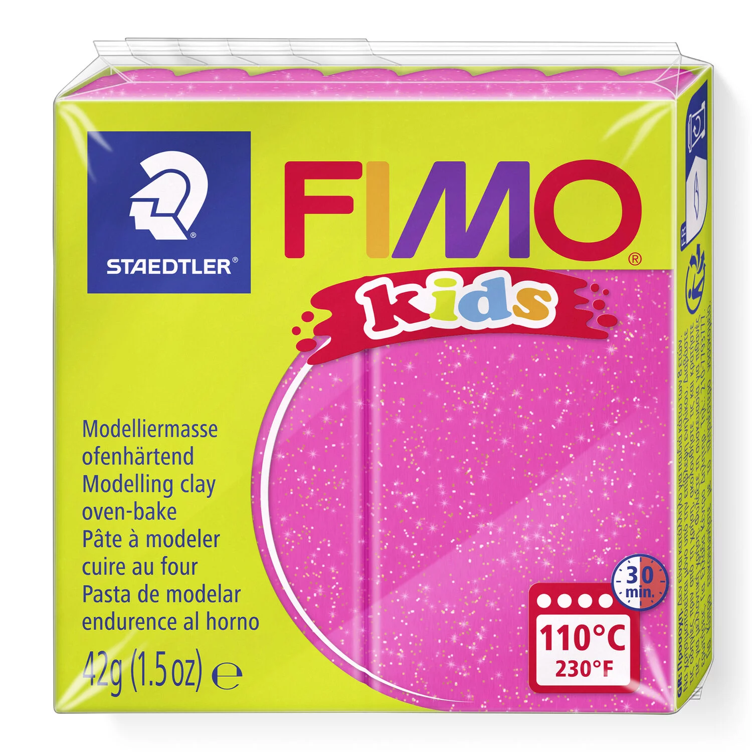 STAEDTLER 8030-262 - Fimo Kids ofenhärtende Modelliermasse, 42 g, glitter pink