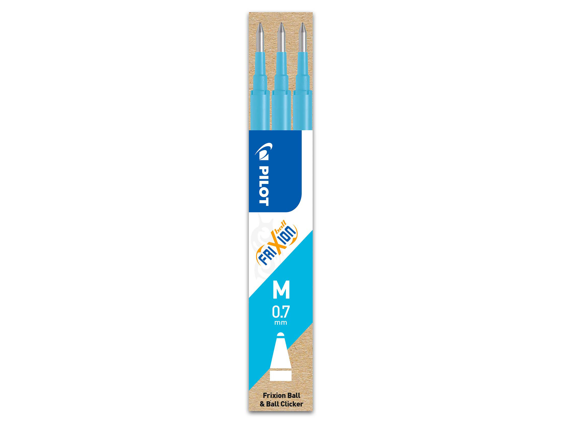 PILOT Tintenrollermine FriXion Ball/Clicker 0.7 (M) Hellblau 3er Set