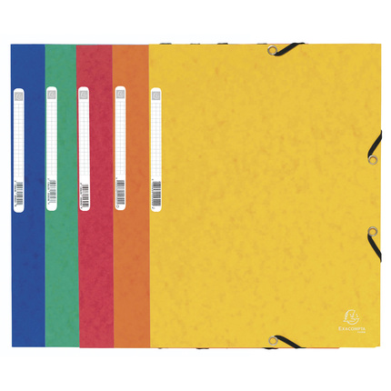EXACOMPTA Sammelmappe mit Gummizug und 3 Klappen aus Colorspan-Karton 355g/qm, für Format DIN A4 - Farben sortiert