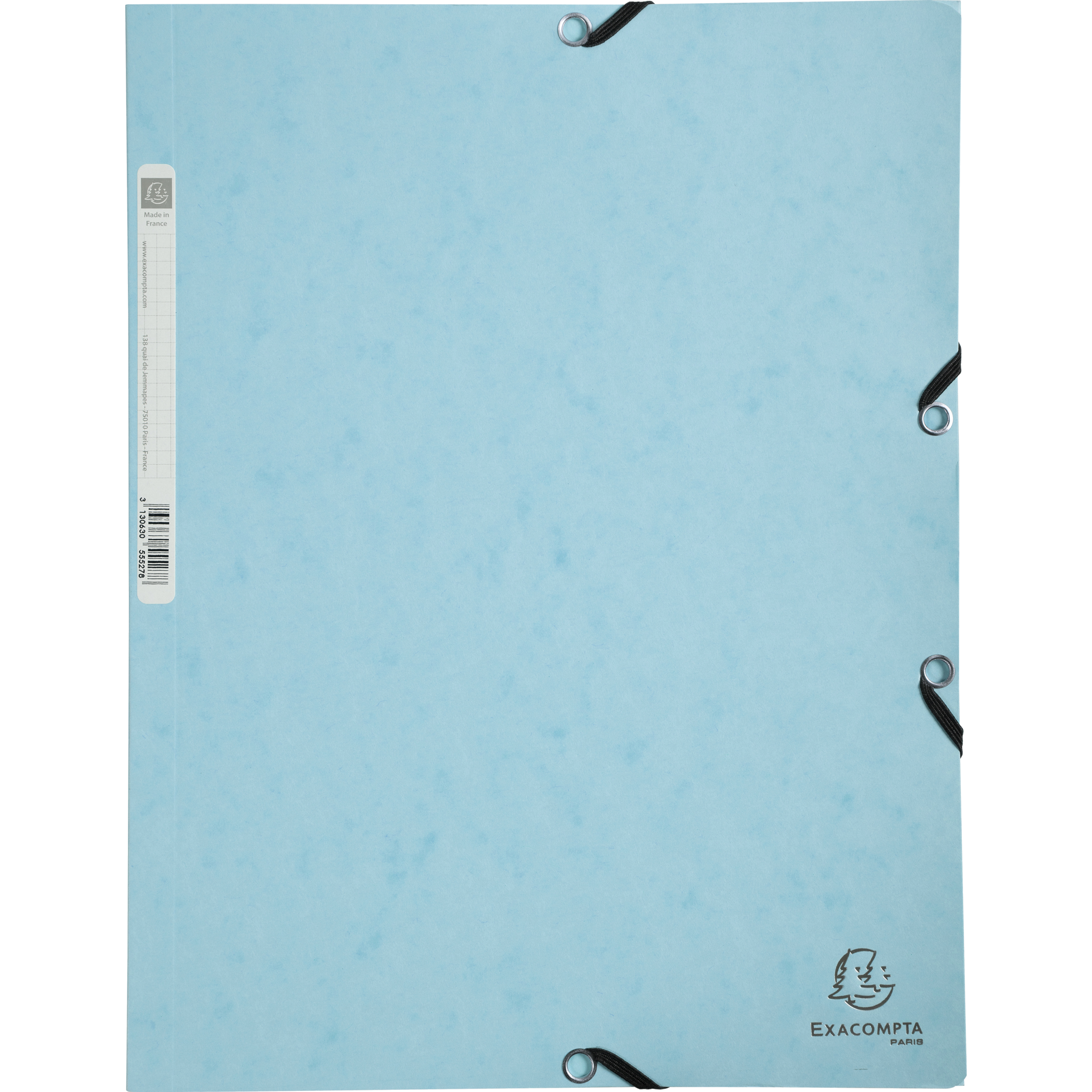 EXACOMPTA Sammelmappe mit Gummizug aus Colorspan-Karton 400g/m2 Serie Aquarel - A4 - Pastellblau